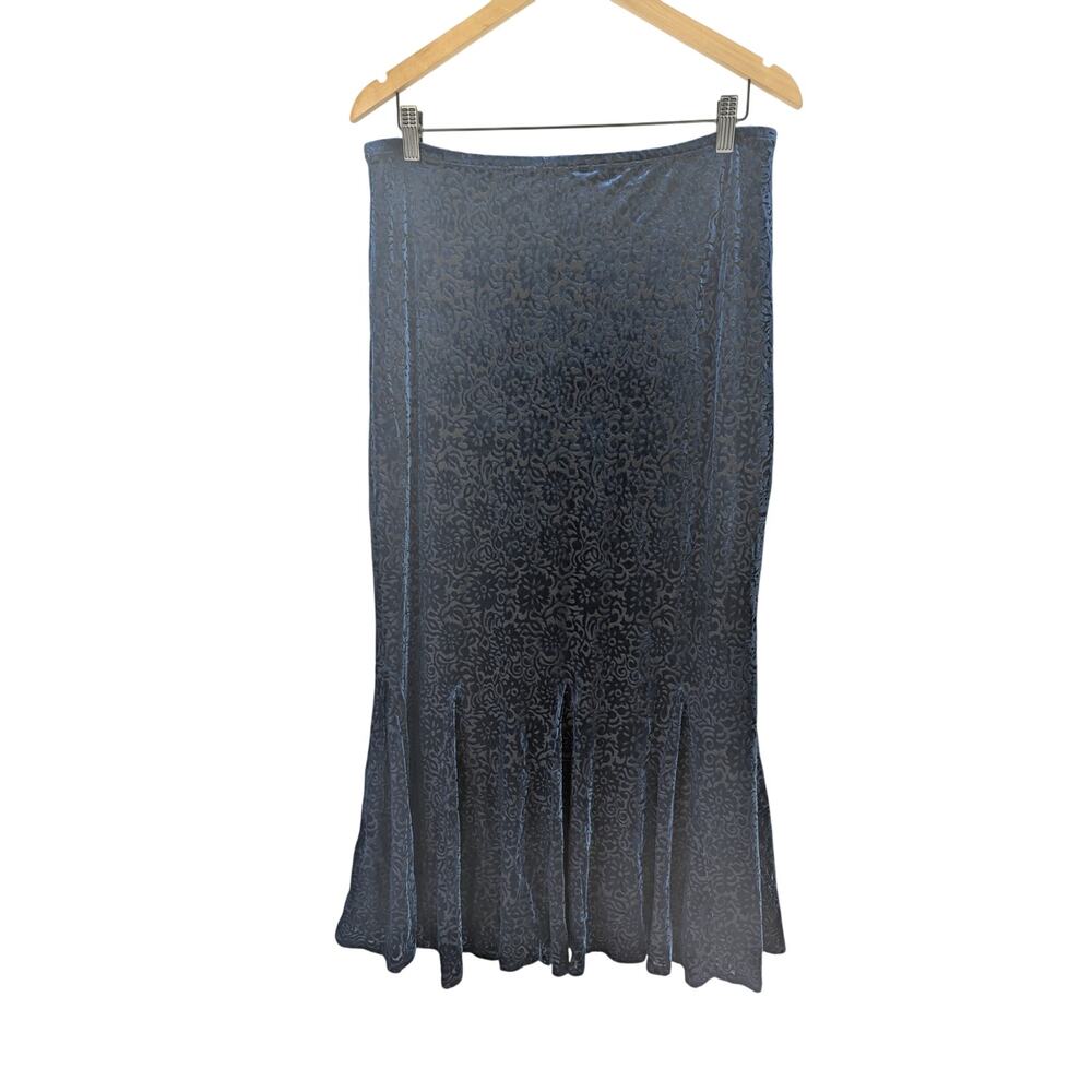 Y2K Goth Dark Fairy Grunge Whimsigoth Velvet Burnout Damask Maxi Skirt